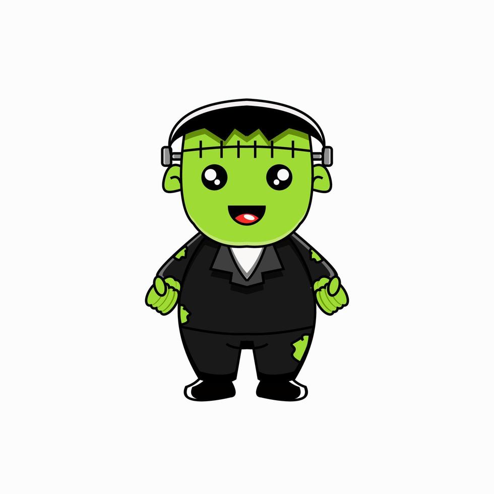 cute vector halloween frankenstein in a suit