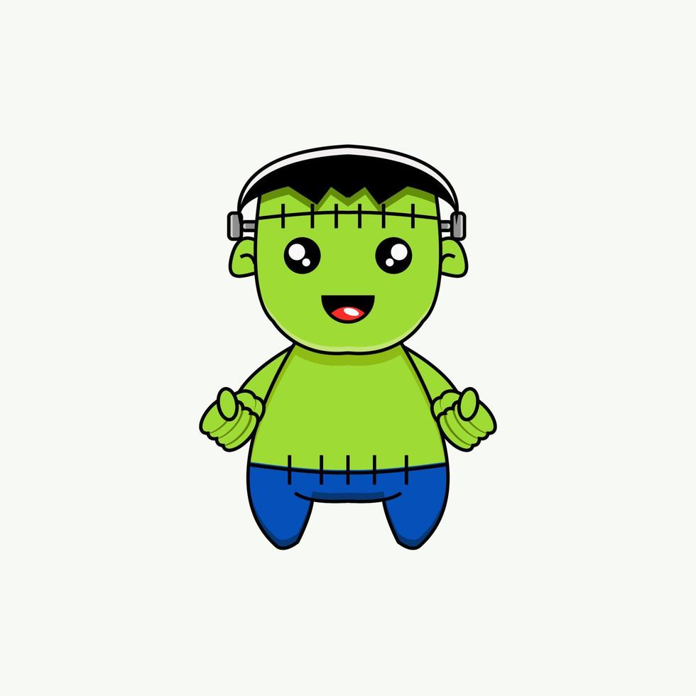 cute frankenstein halloween vector illustration