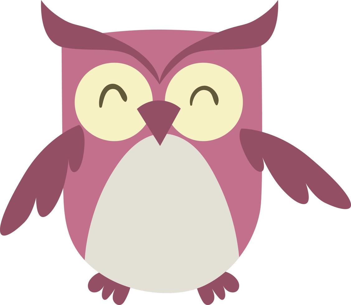 Pink happy owl, illustration, vector on white background.