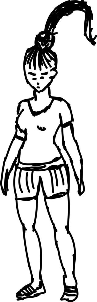 Chica con pelo largo sketch, ilustración, vector sobre fondo blanco.