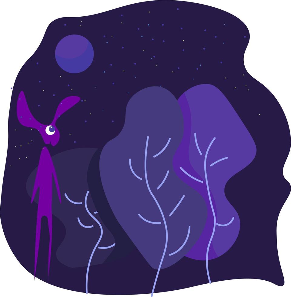 bosque nocturno, ilustración, vector sobre fondo blanco