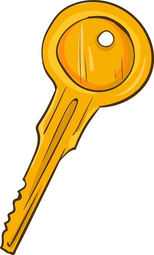 Golden key, illustration, vector on white background