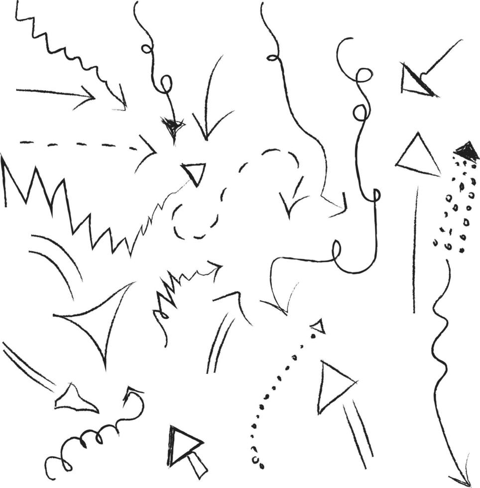 Handdrawing arrows, illustration, vector on white background.