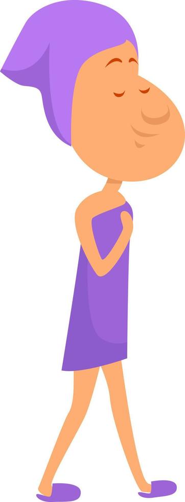 Girl in a purple towel,illustration,vector on white background vector