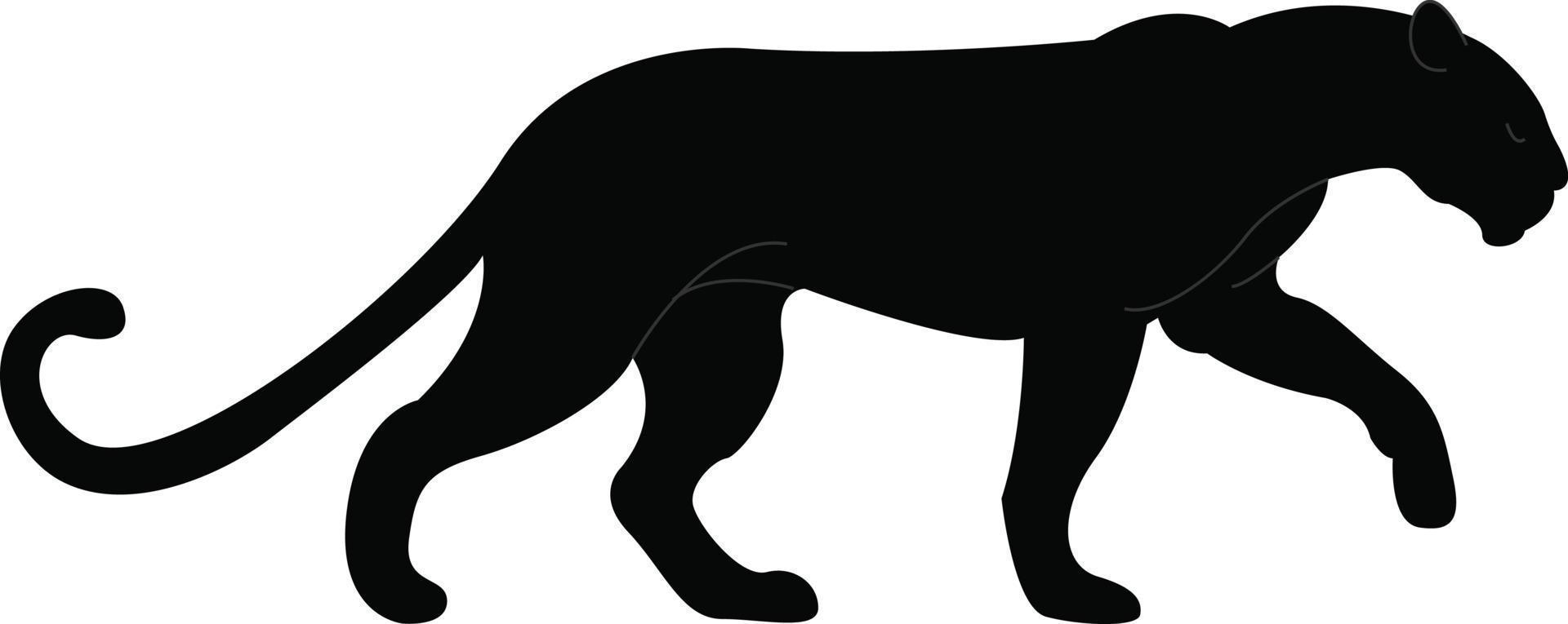 Big black panther, illustration, vector on white background.