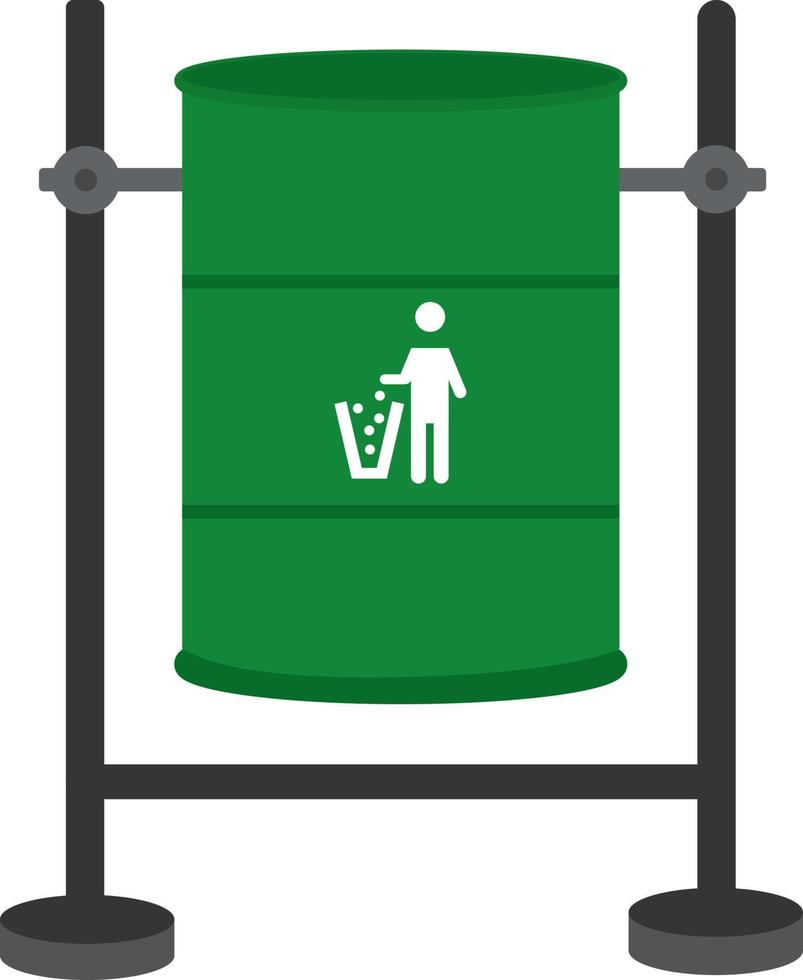 Cubo de basura verde ,ilustración, vector sobre fondo blanco.