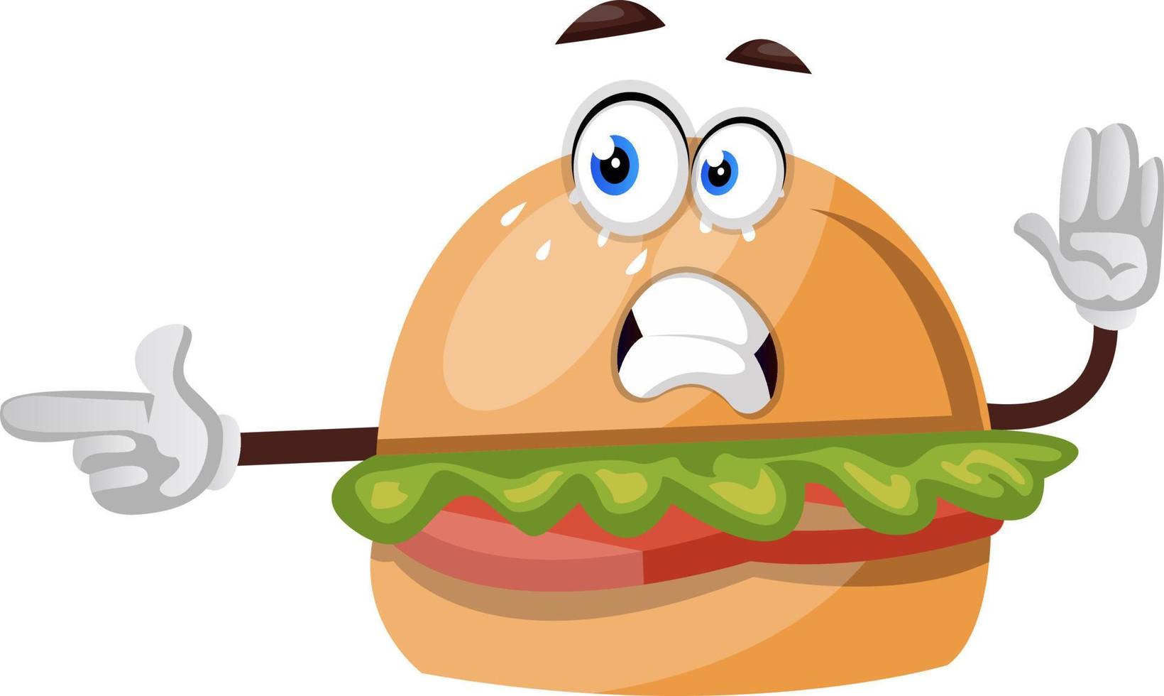 Burger showing, illustration, vector on white background.