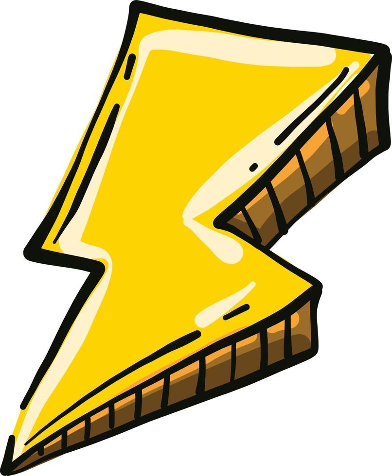 Yellow lightning, illustration, vector on a white background.