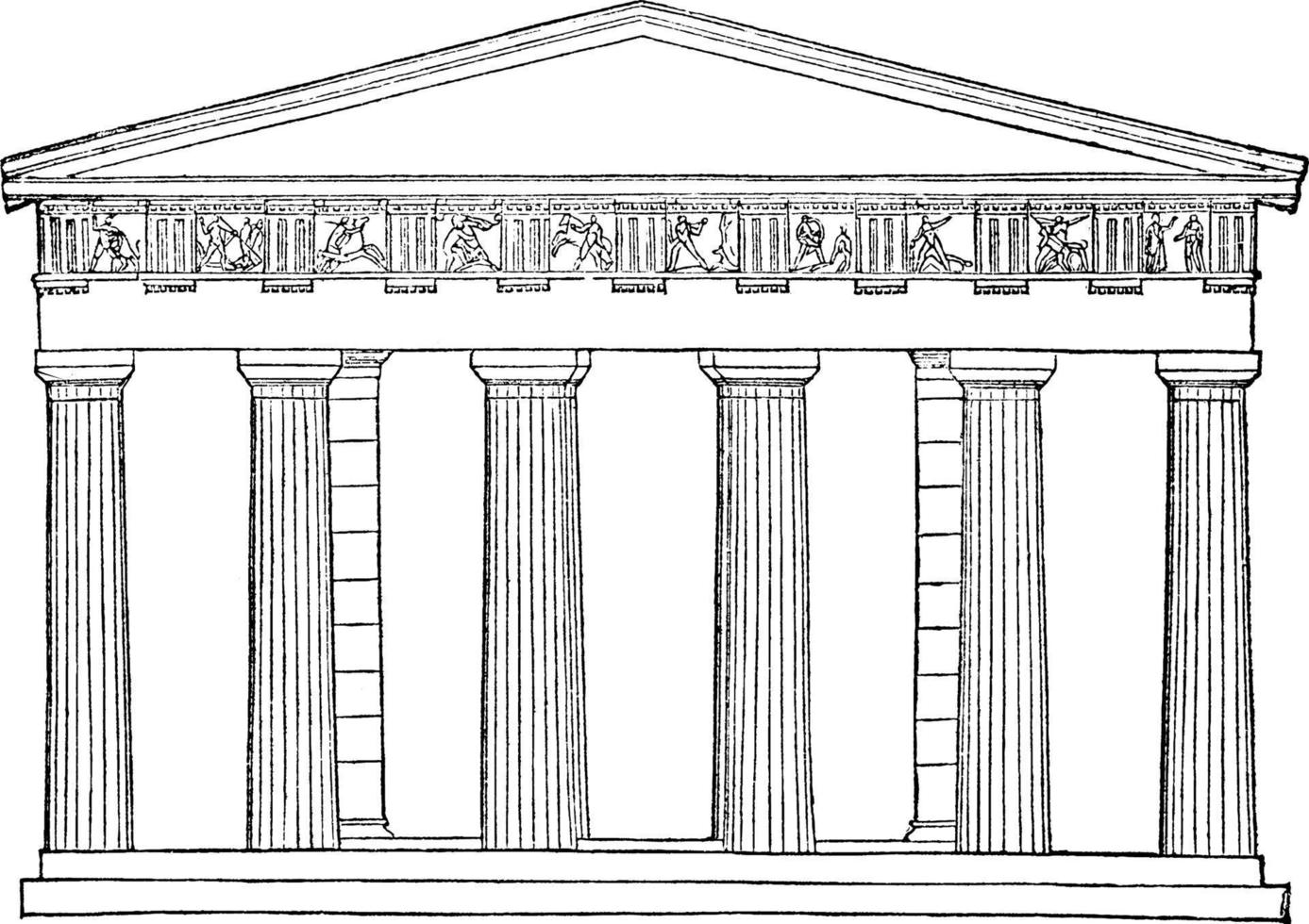 Thesium restored,  a height to the north of the Areopagus, vintage engraving. vector