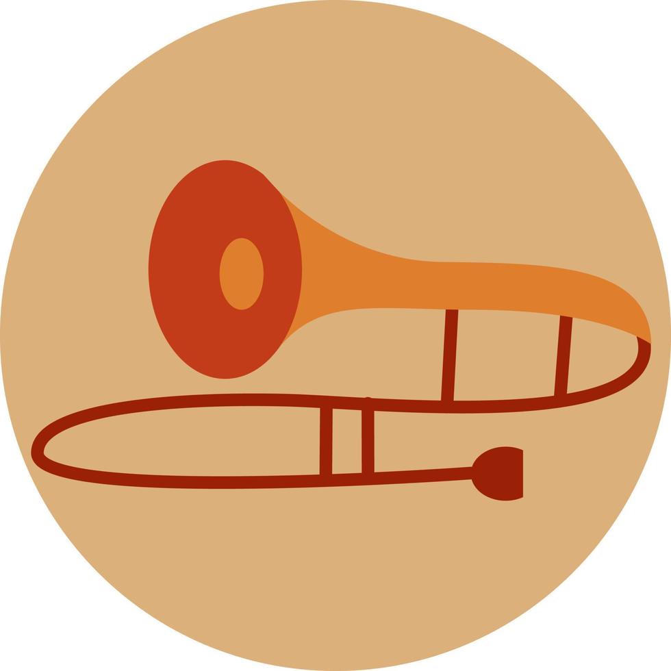 Instrumento de trombón, ilustración, vector sobre fondo blanco.