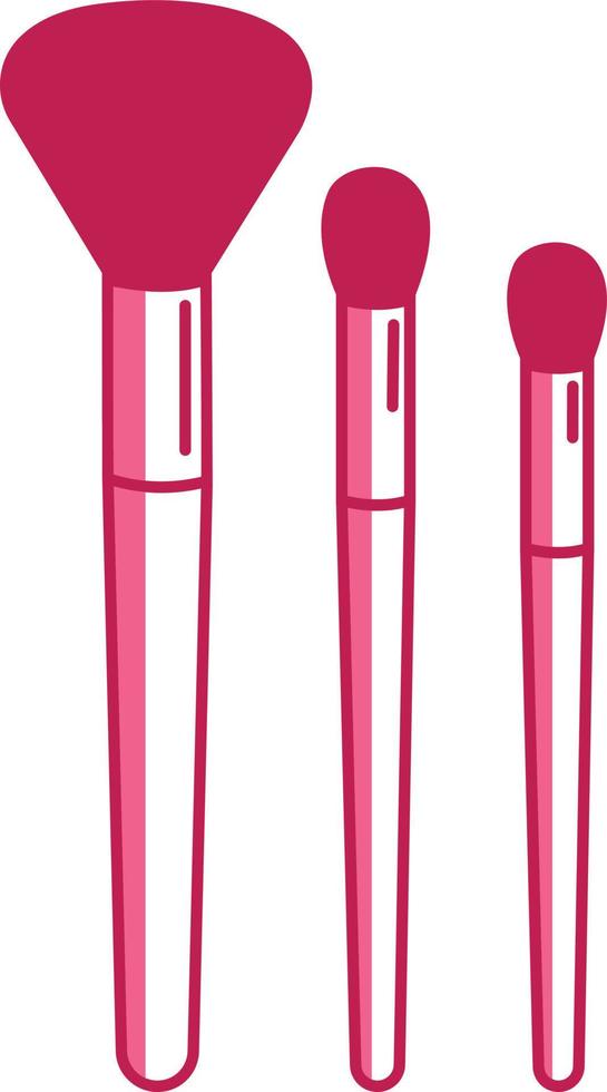Pink makeup brushes, illustration, vector on white background.