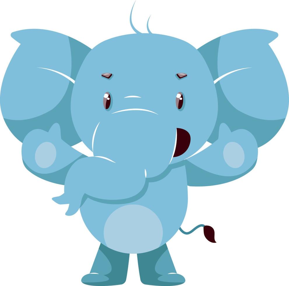 Happy elephant, illustration, vector on white background.