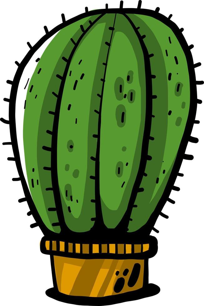 Big cactus in a pot, illustration, vector on white background