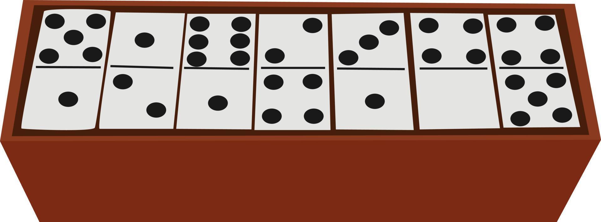 Dominoes in box, illustration, vector on white background