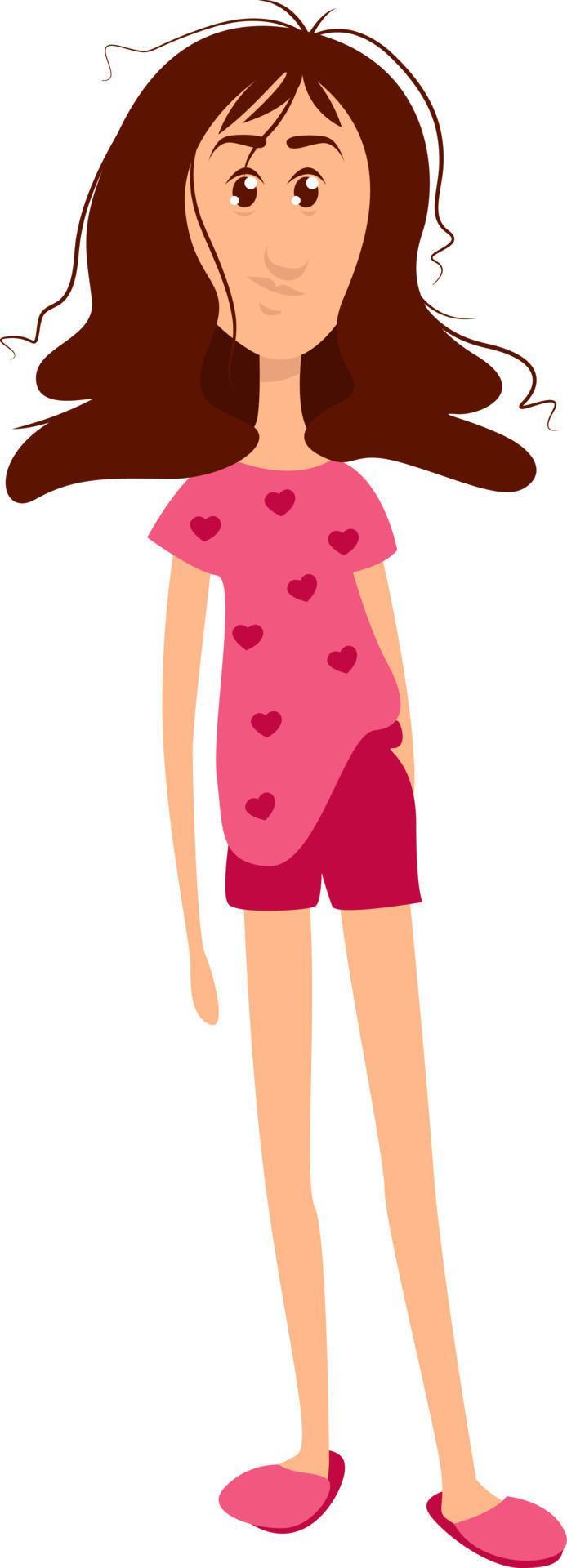 Girl in sleep clothes, illustration, vector on a white background