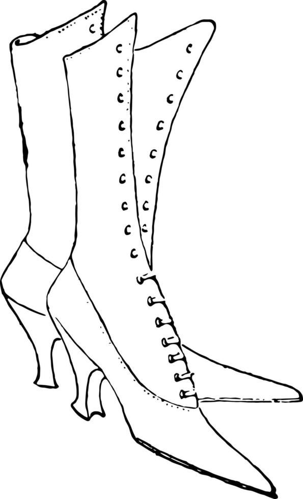 El diseño de los zapatos de encaje hasta la rodilla tiene un grabado vintage hasta la rodilla. vector