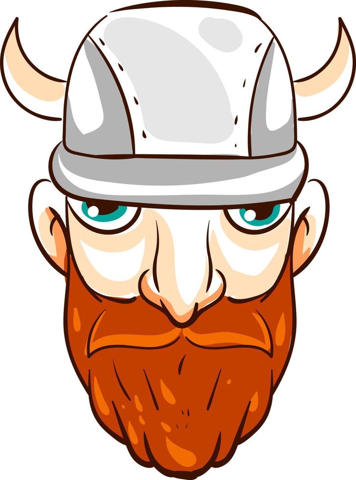 enojado, cabeza vikinga, ilustración, vector, blanco, plano de fondo vector