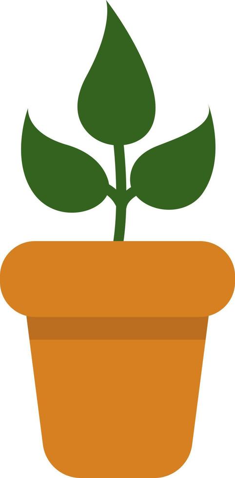 Green sprout in a pot, icon illustration, vector on white background