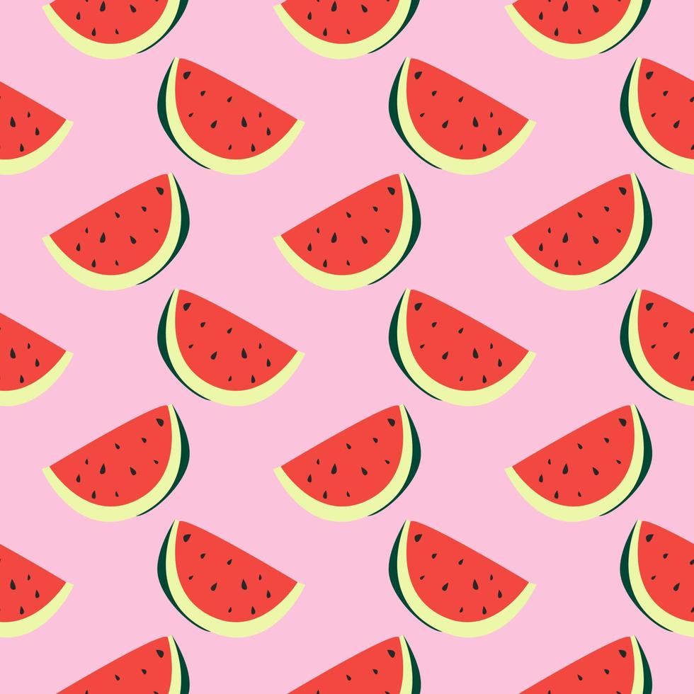 Delicious watermelon ,seamless pattern on pink background. vector