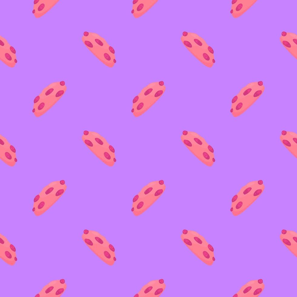 Pink cookie , seamless pattern on a purple background. vector