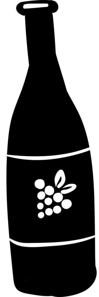 Wine bottle drawing, illustration, vector on white background.