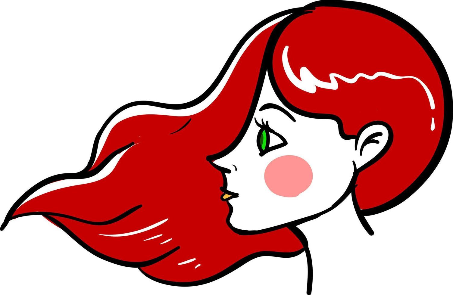 Girl with red hair, illustration, vector on white background