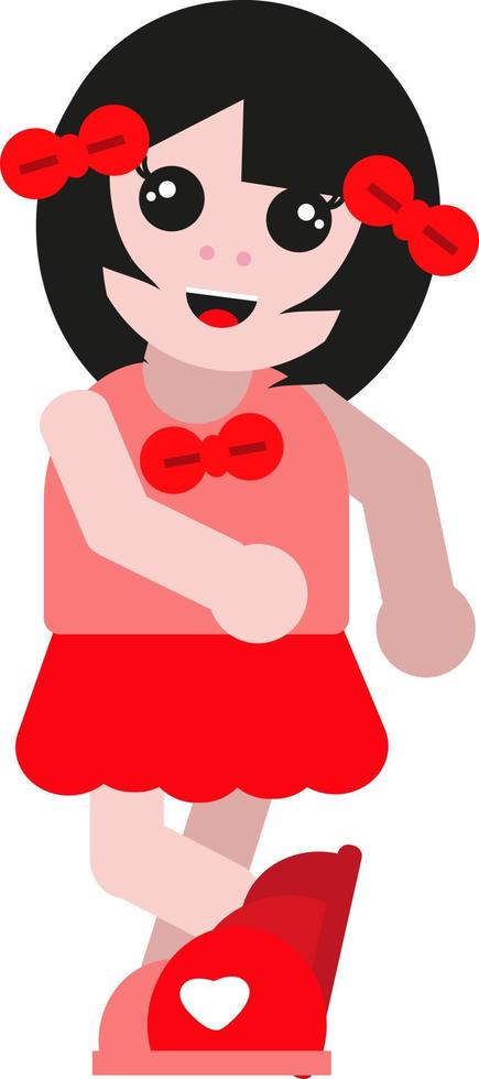 Linda muñeca niña, ilustración, vector sobre fondo blanco.