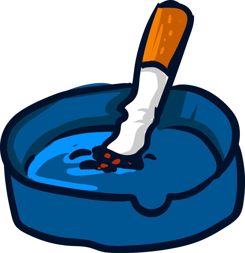 Blue ashtray, illustration, vector on white background