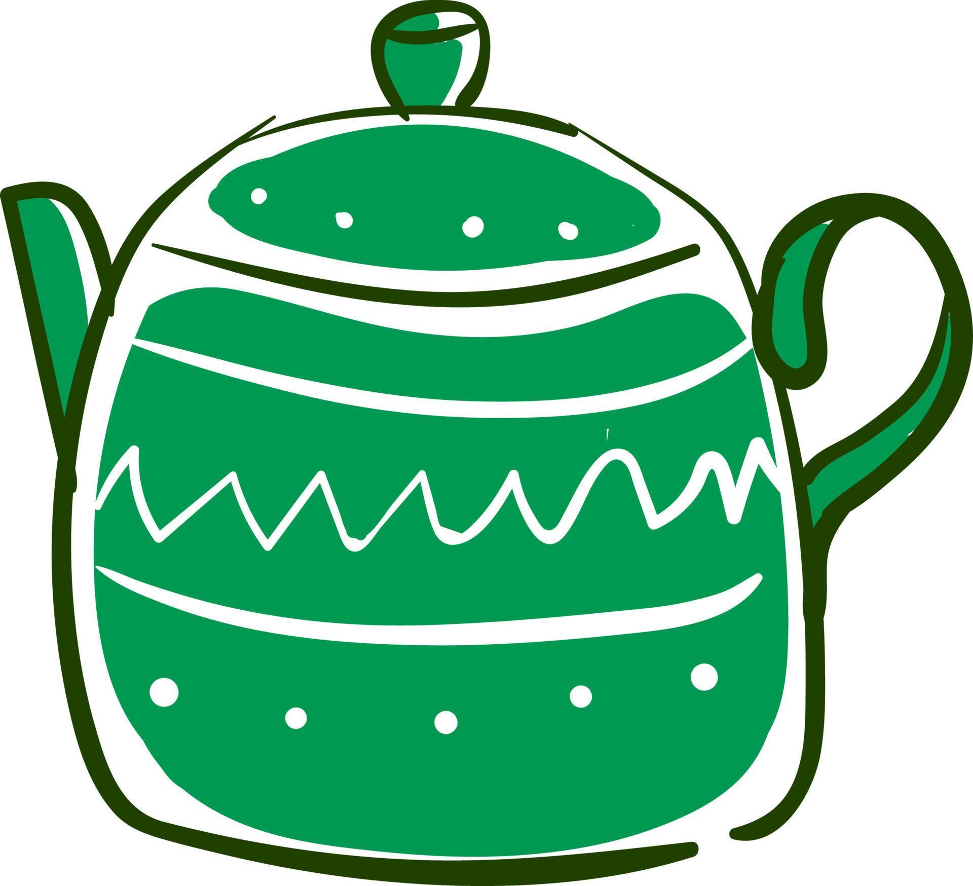 Green teapot, illustration, vector on white background. 13683506 Vector