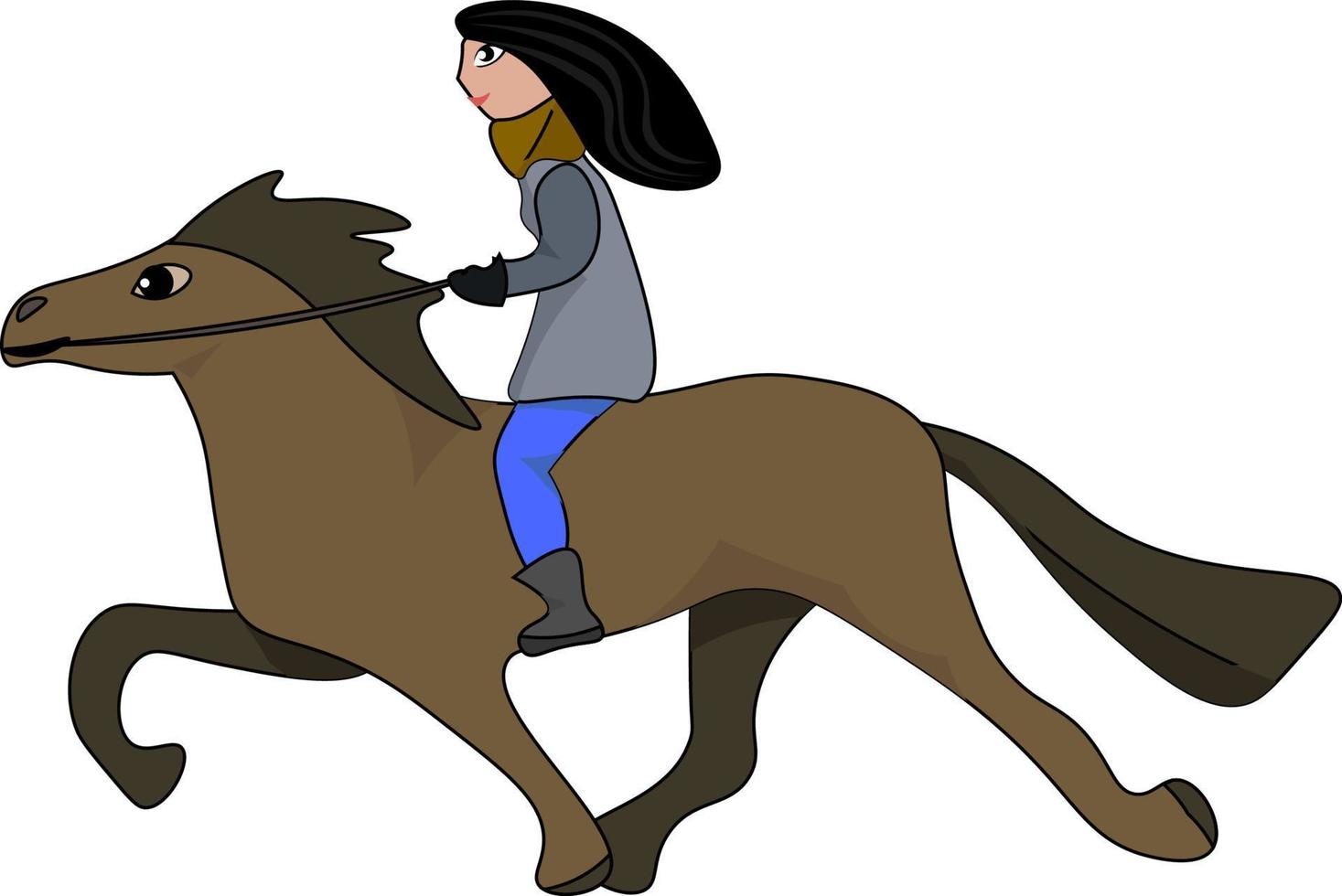 Female horse rider, illustration, vector on white background.