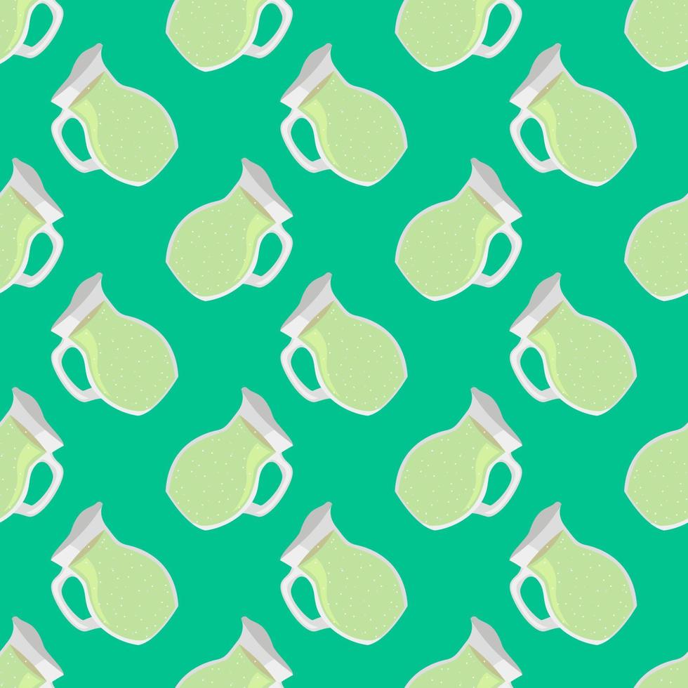 Kettle pattern, seamless pattern on green background. vector