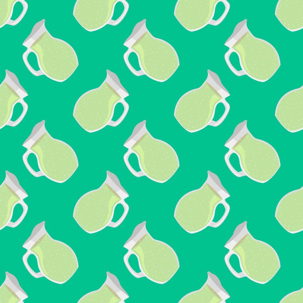 Kettle pattern, seamless pattern on green background. vector