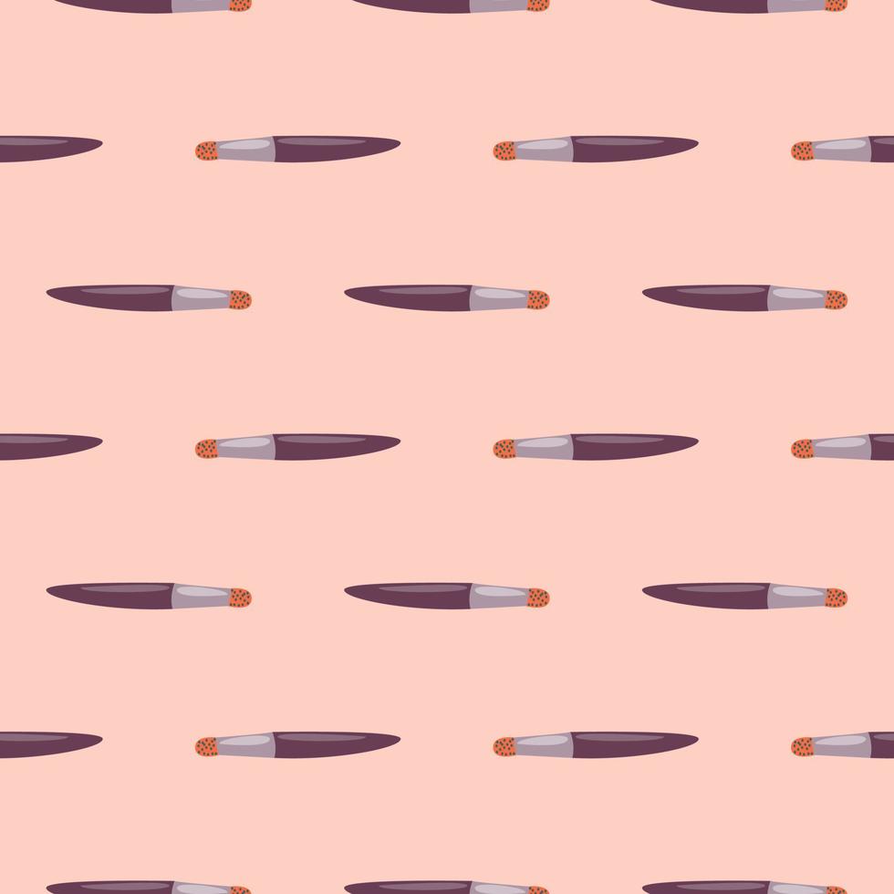 pincel de maquillaje, patrón sin costuras sobre un fondo rosa. vector