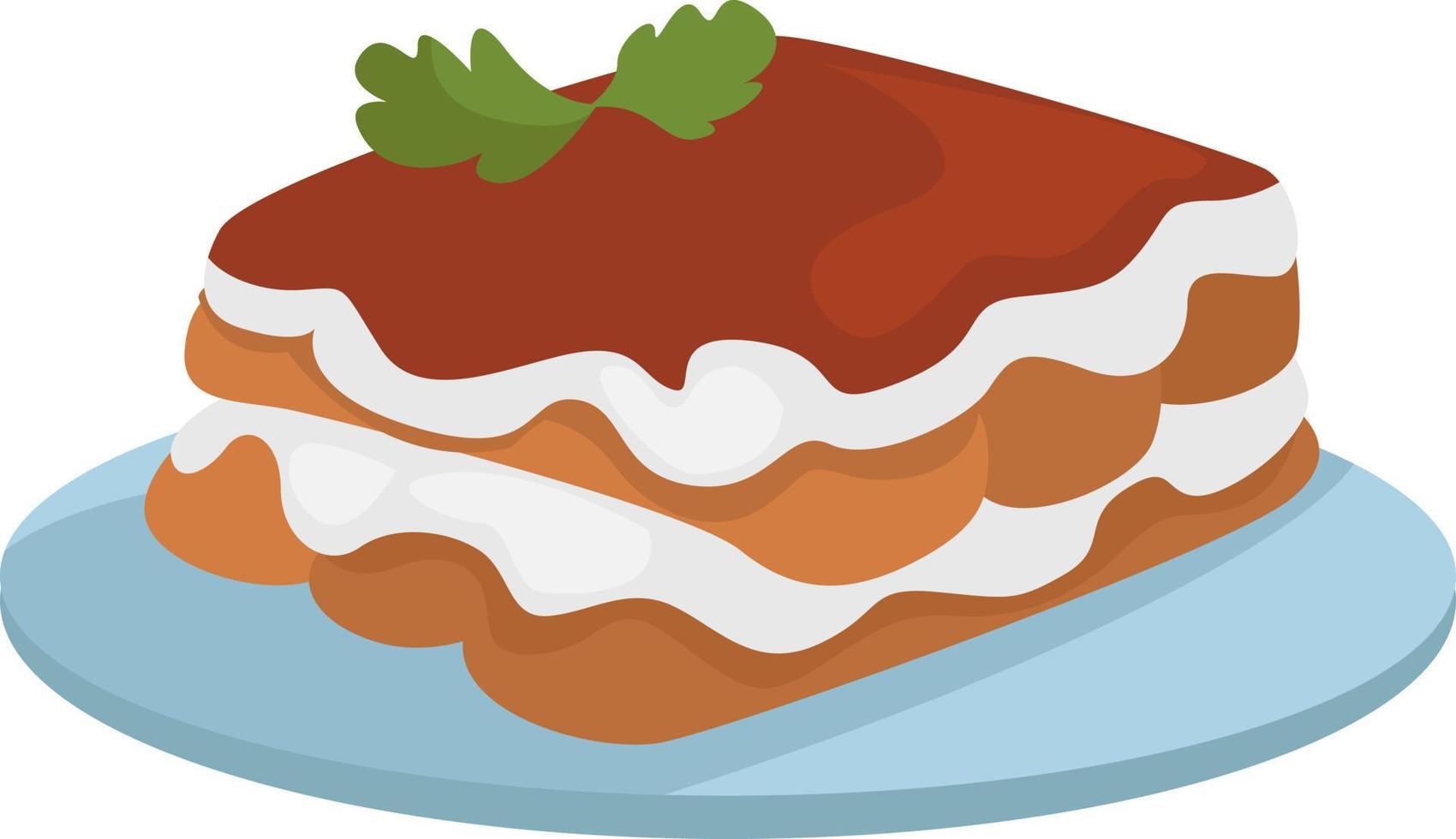 Tiramisu cake, illustration, vector on white background