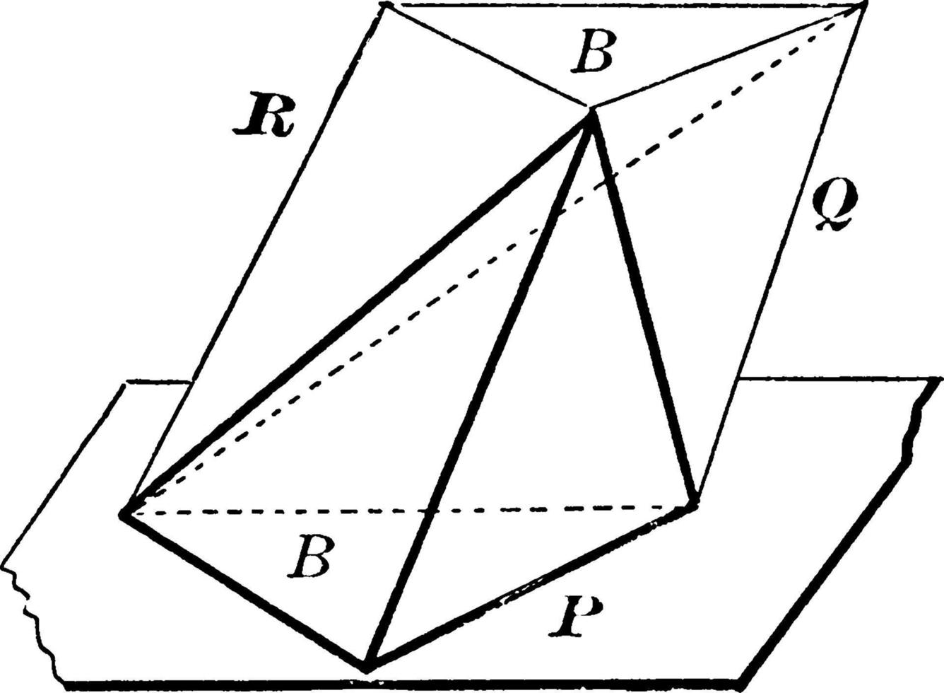 volumen de prisma triangular, ilustración vintage. vector