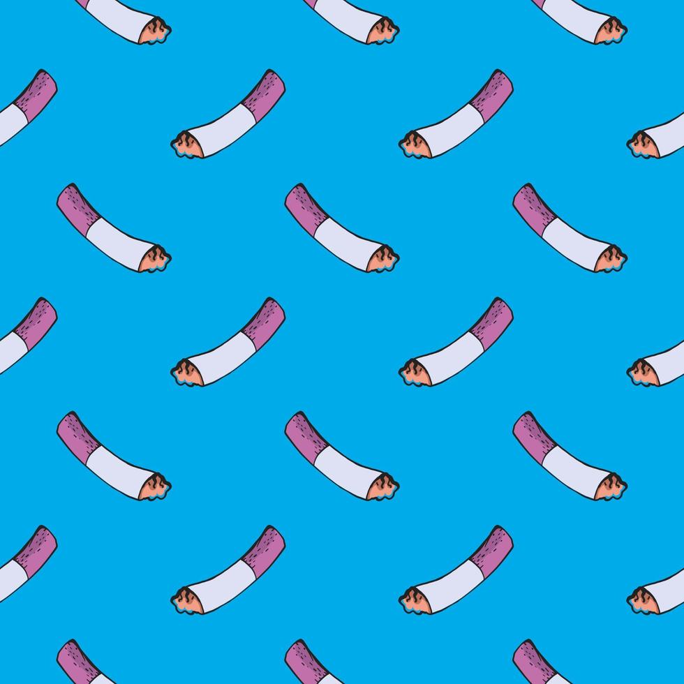 Cigarette bud , seamless pattern on a blue background. vector