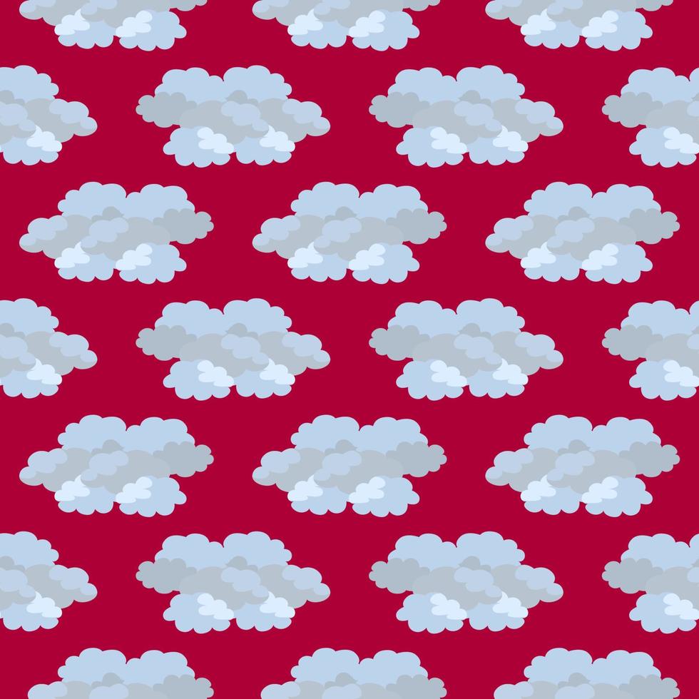 White clouds , seamless pattern on a red background. vector