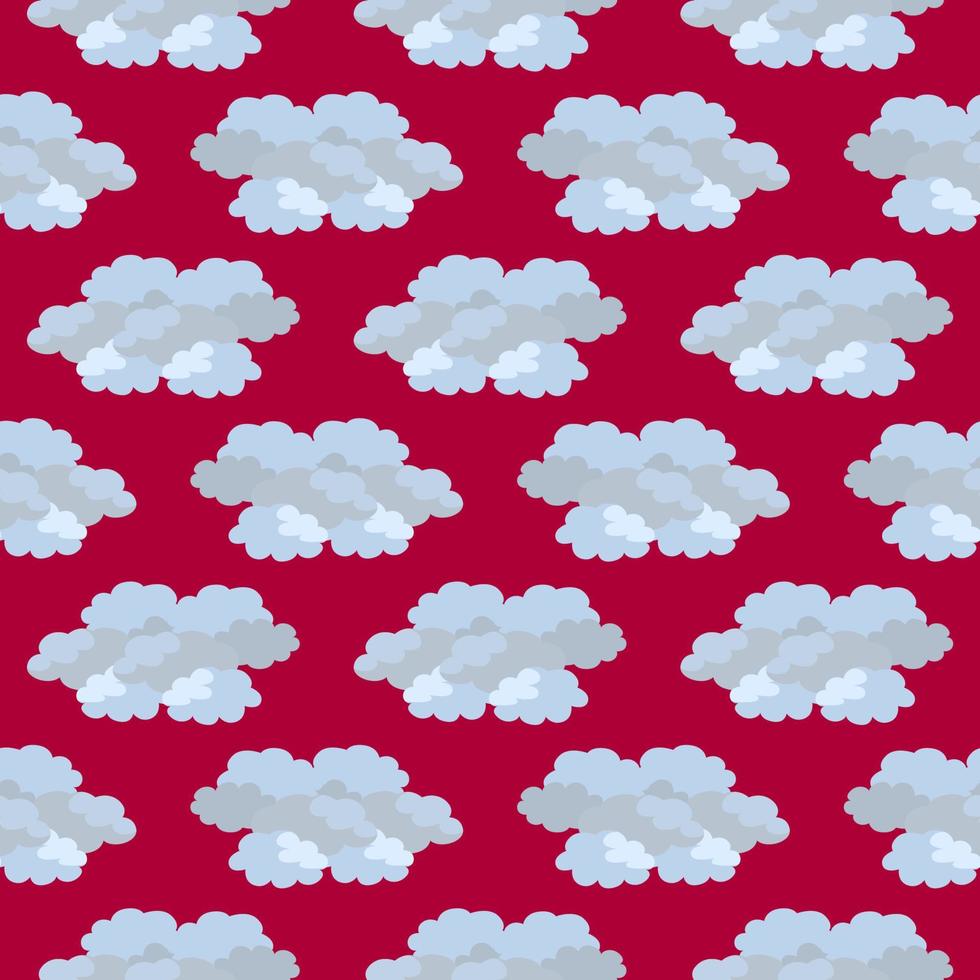 White clouds , seamless pattern on a red background. vector