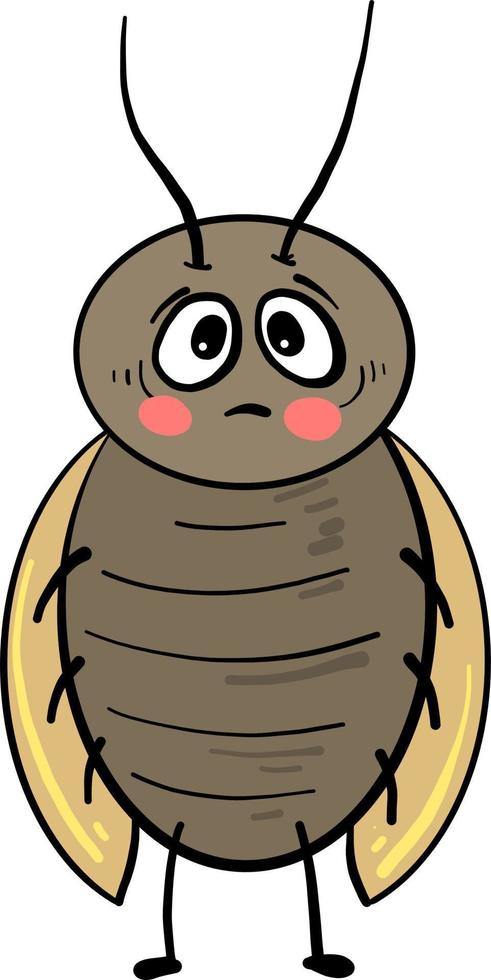 Sad cocroach, illustration, vector on white background.