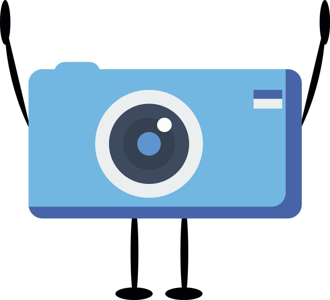 Blue camera, illustration, vector on white background.