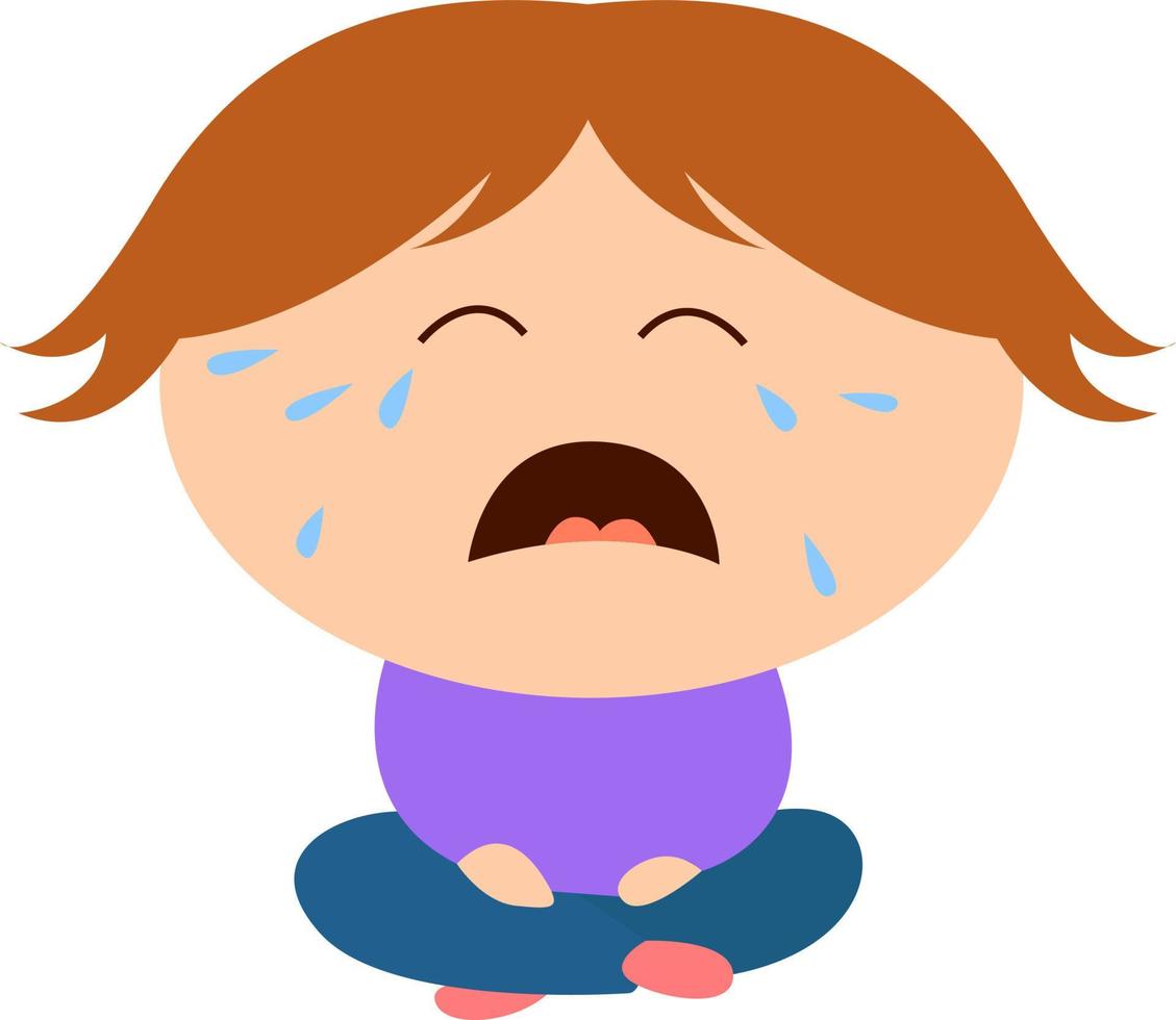 Crying baby, illustration, vector on white background.