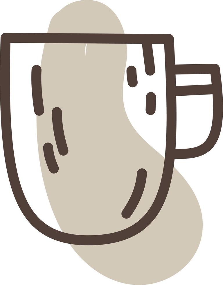 taza de café marrón redondeada, ilustración, vector sobre fondo blanco.