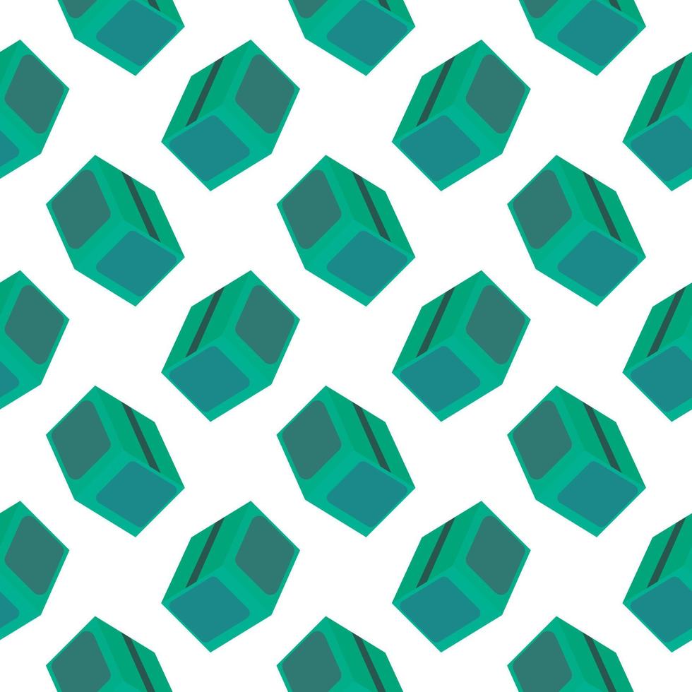 Cute green box ,seamless pattern on white background. vector