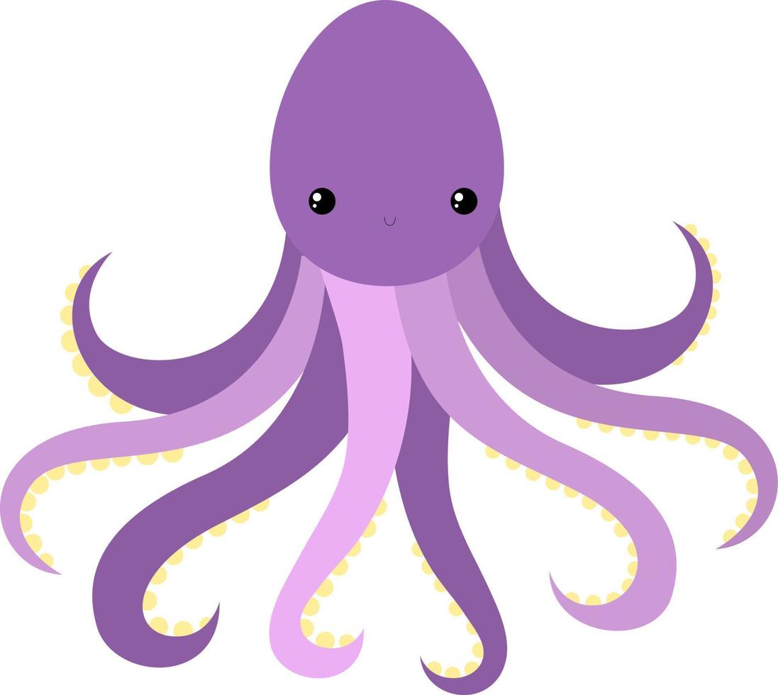Purple octopus, illustration, vector on white background.
