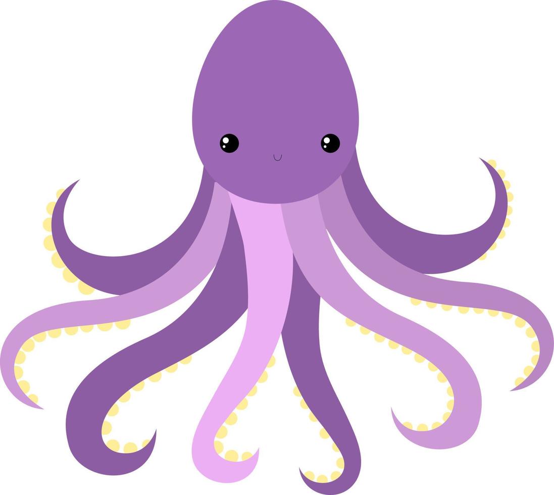 pulpo morado, ilustración, vector sobre fondo blanco.