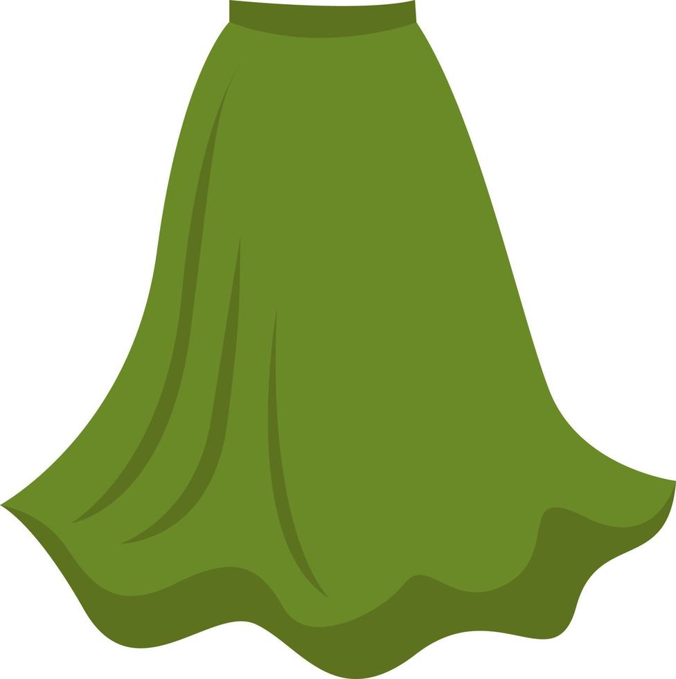 Green skirt, illustration, vector on white background.