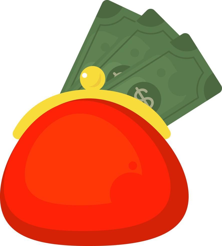 Purse with money , illustration, vector on white background