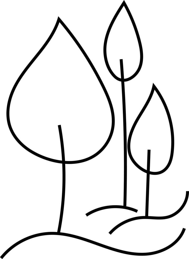tres pequeños árboles, icono de ilustración, vector sobre fondo blanco