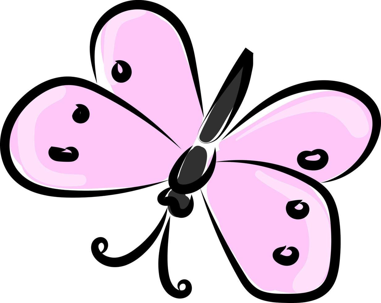 Pink butterfly, illustration, vector on white background.