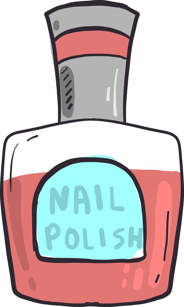 Pink nail polish bottle, illustration, vector on white background.